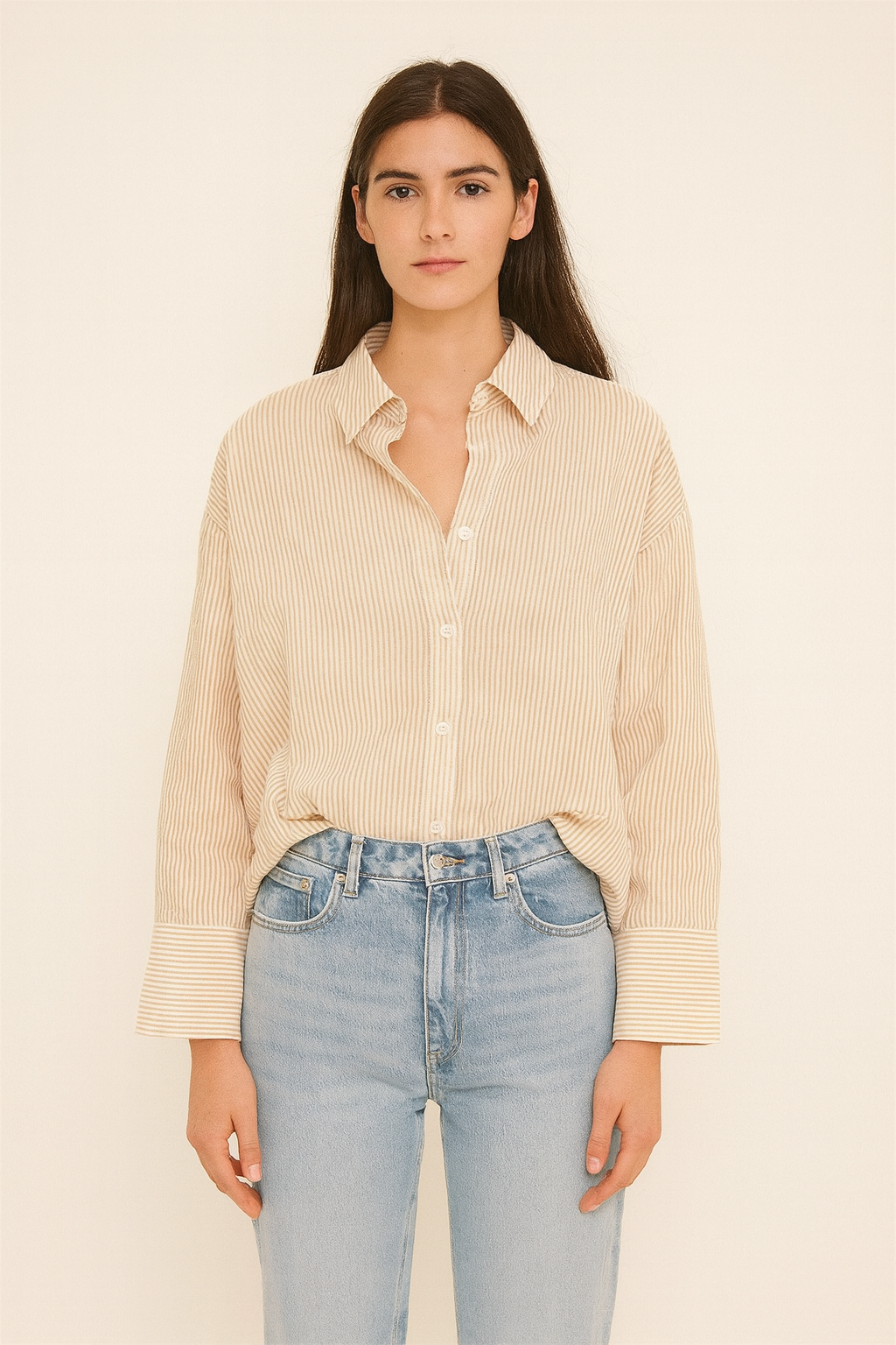 Edie Buttondown Shirt in Taupe