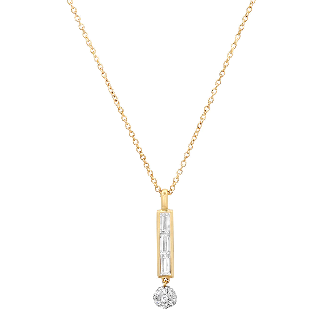 Diamond Baguette Orb Drop Necklace