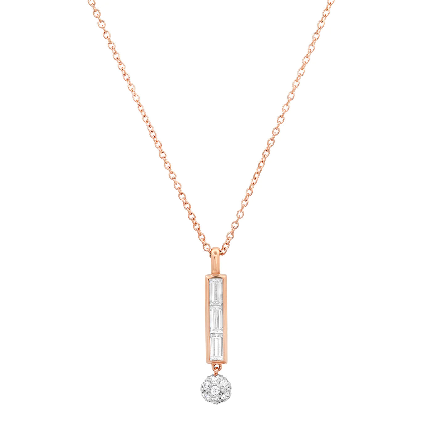 Diamond Baguette Orb Drop Necklace