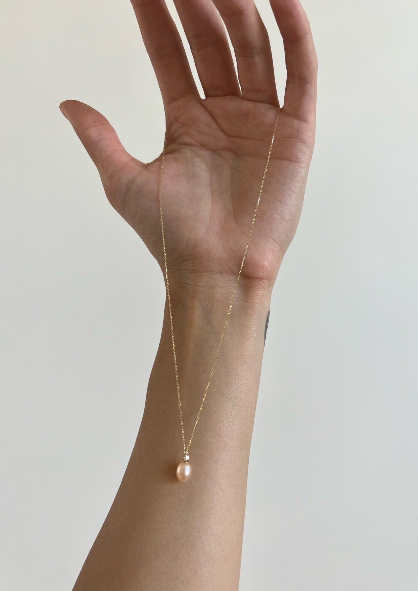 White Diamond and Blush Pearl Necklace