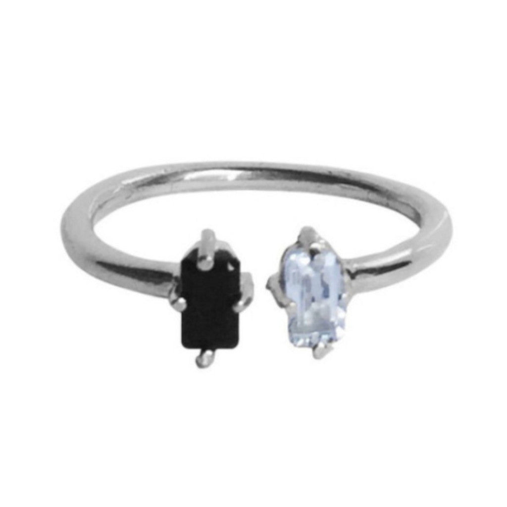Jordana Ring - White Topaz and Black Onyx
