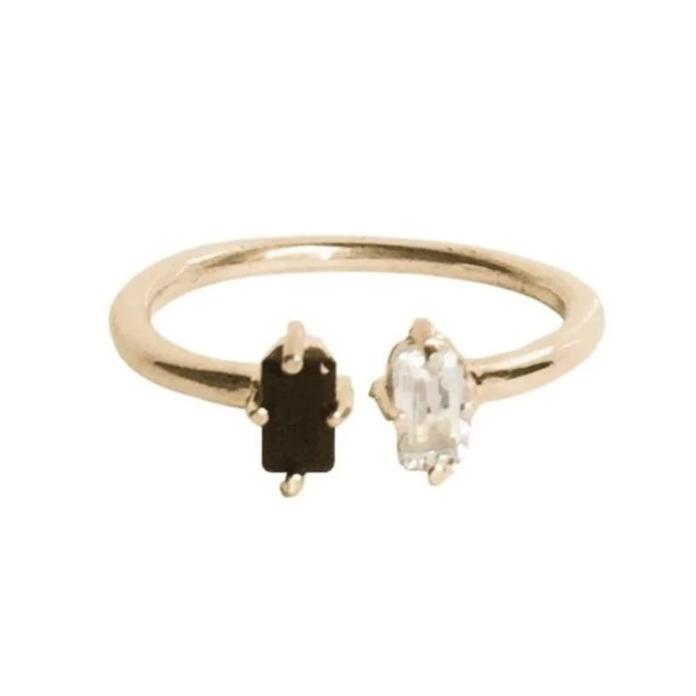 Jordana Ring - White Topaz and Black Onyx
