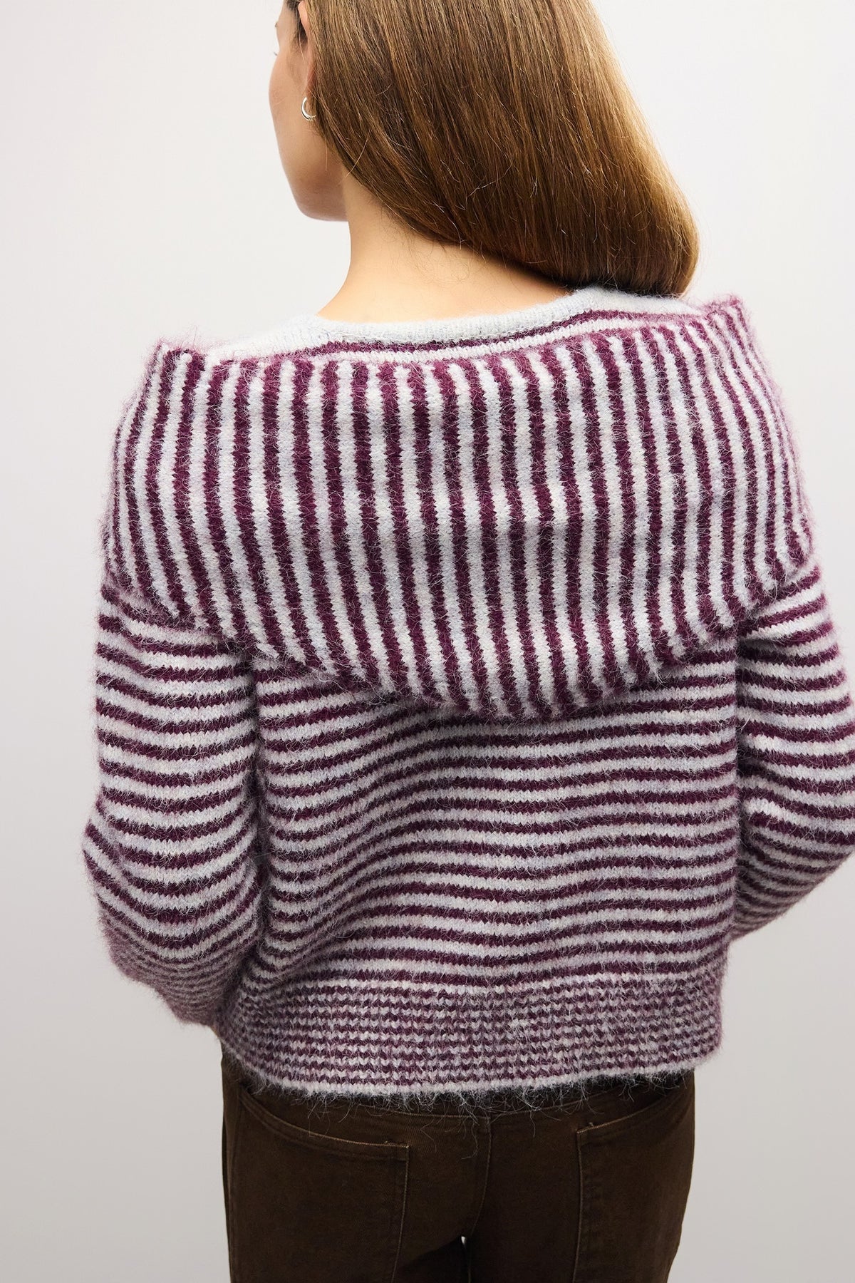Mia Stripe Cardigan in Fig