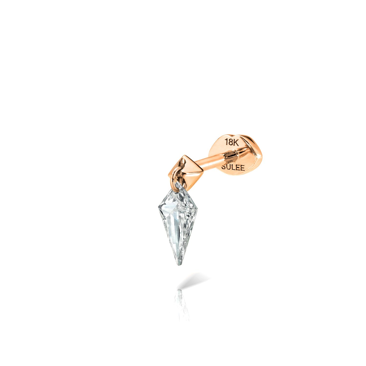 KITE SHAPED DIAMOND DANGLE THREADED LIP BACK EARRING