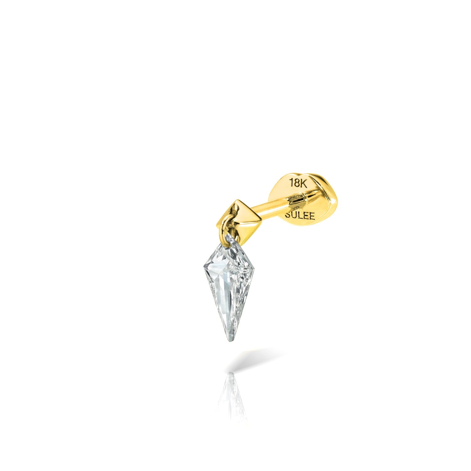 KITE SHAPED DIAMOND DANGLE THREADED LIP BACK EARRING