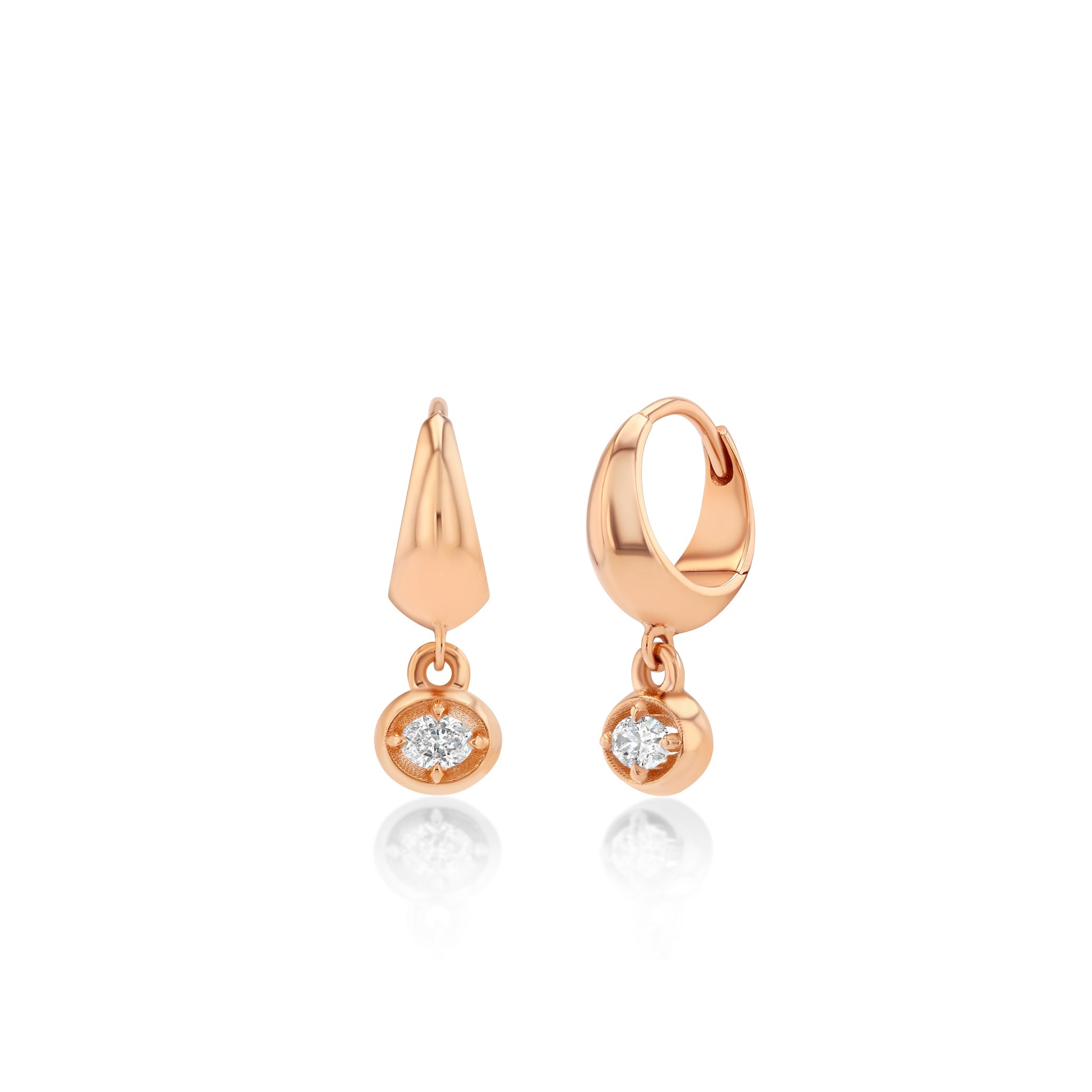 Small Crescent With Oval Diamond Bezel Dangle