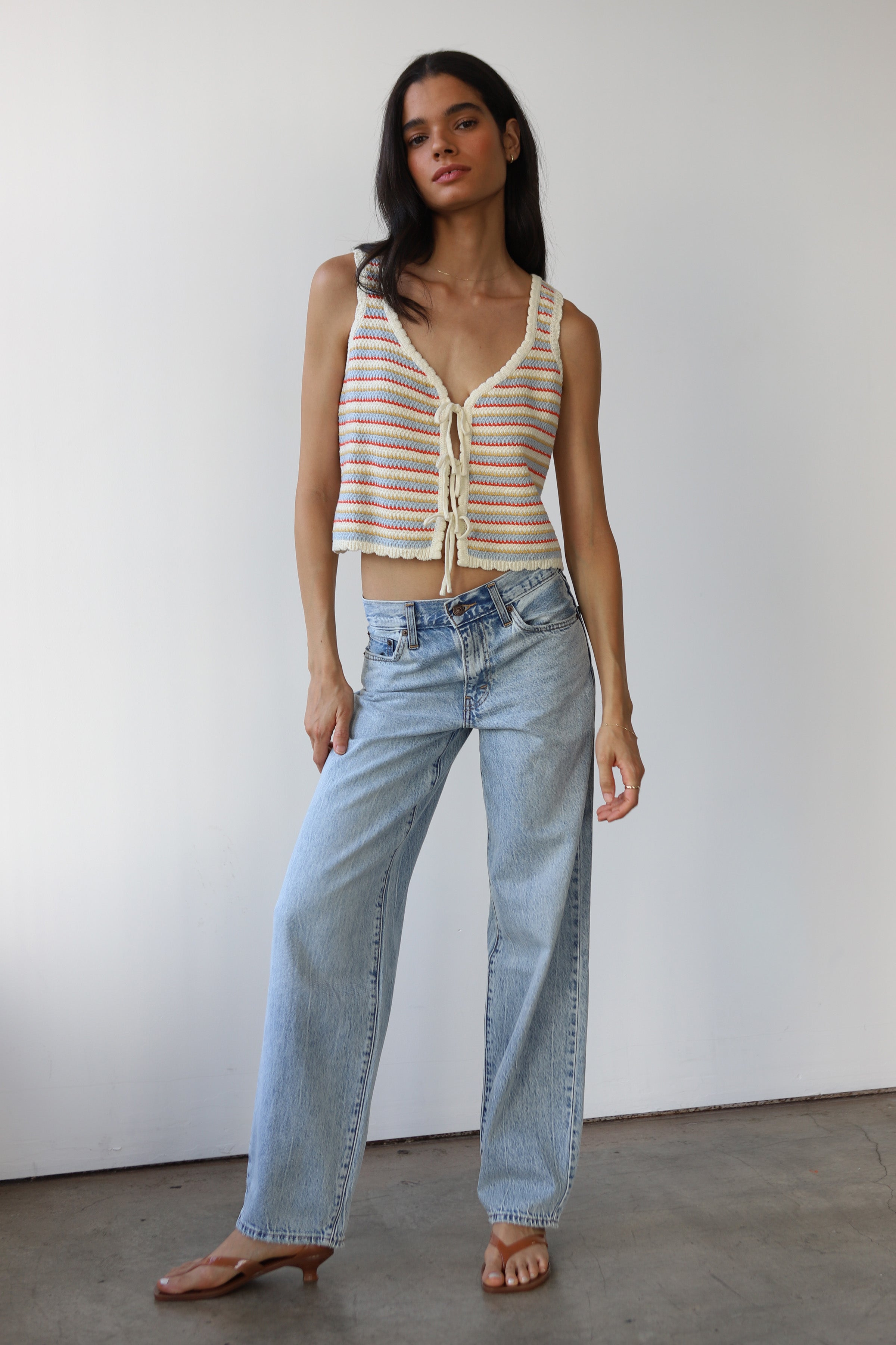 Mai Crochet Tie Tank - Creme