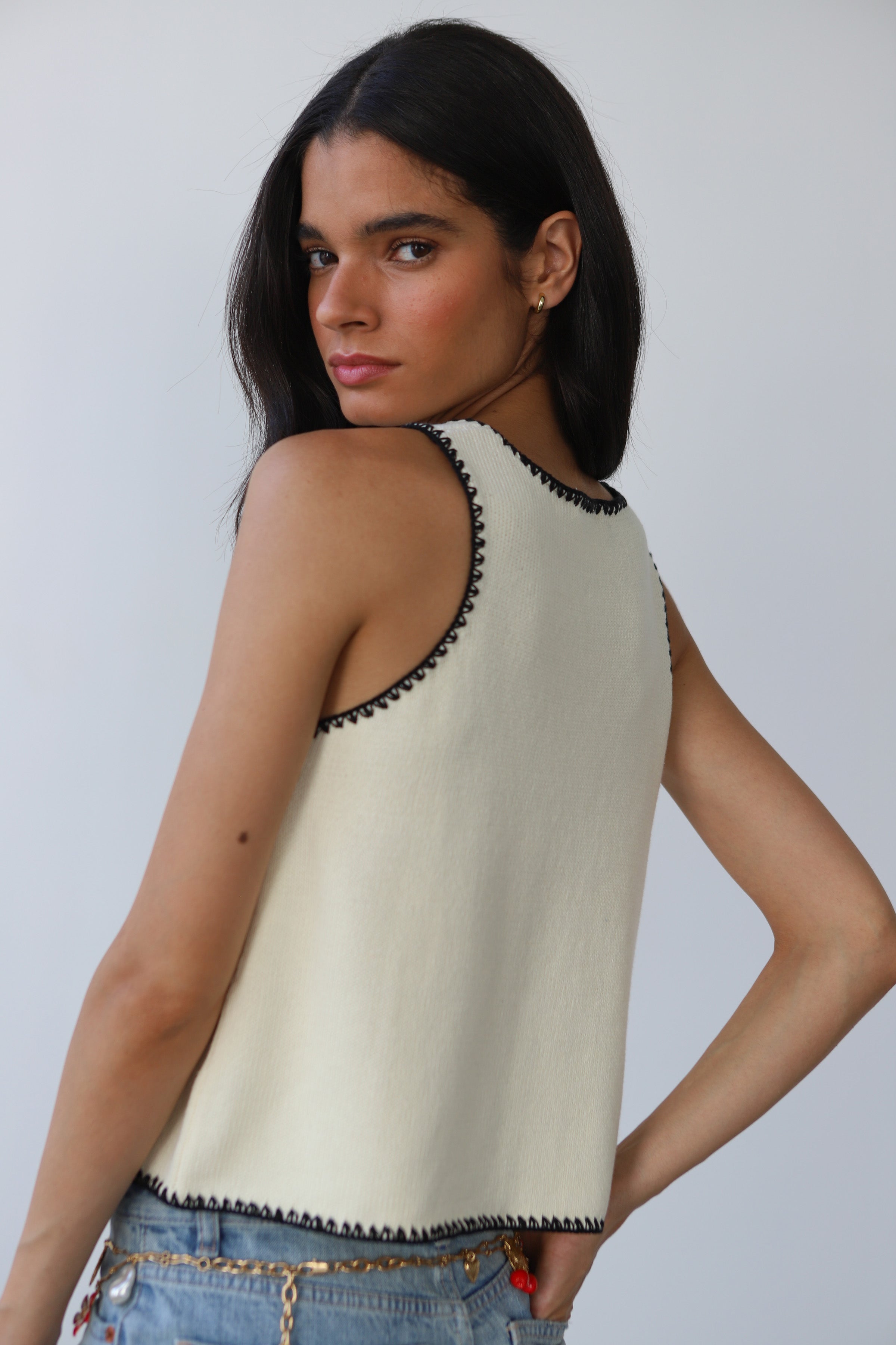 Mala Stitch Tank - Creme