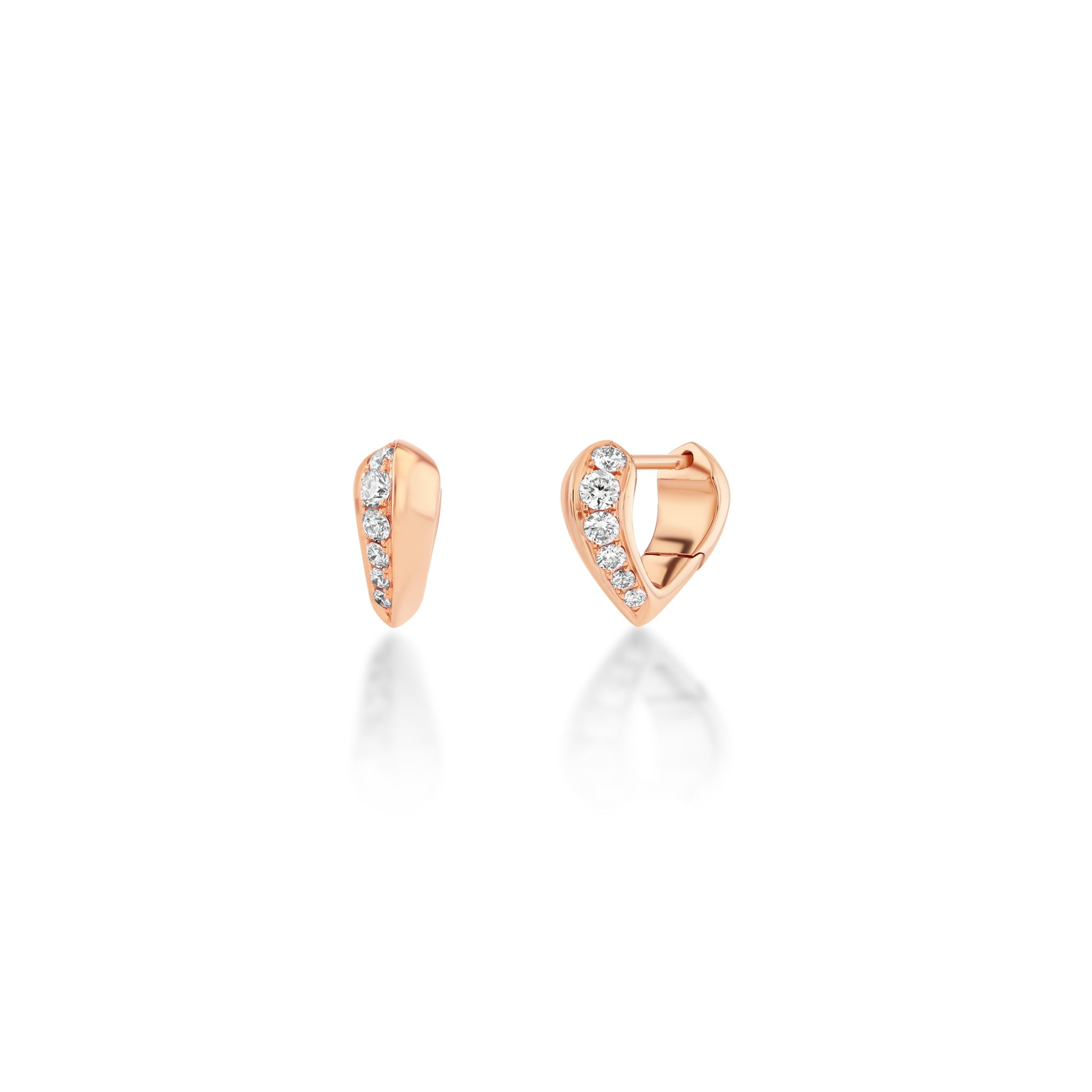 Mini Pave Heart Shaped Crescent Huggie