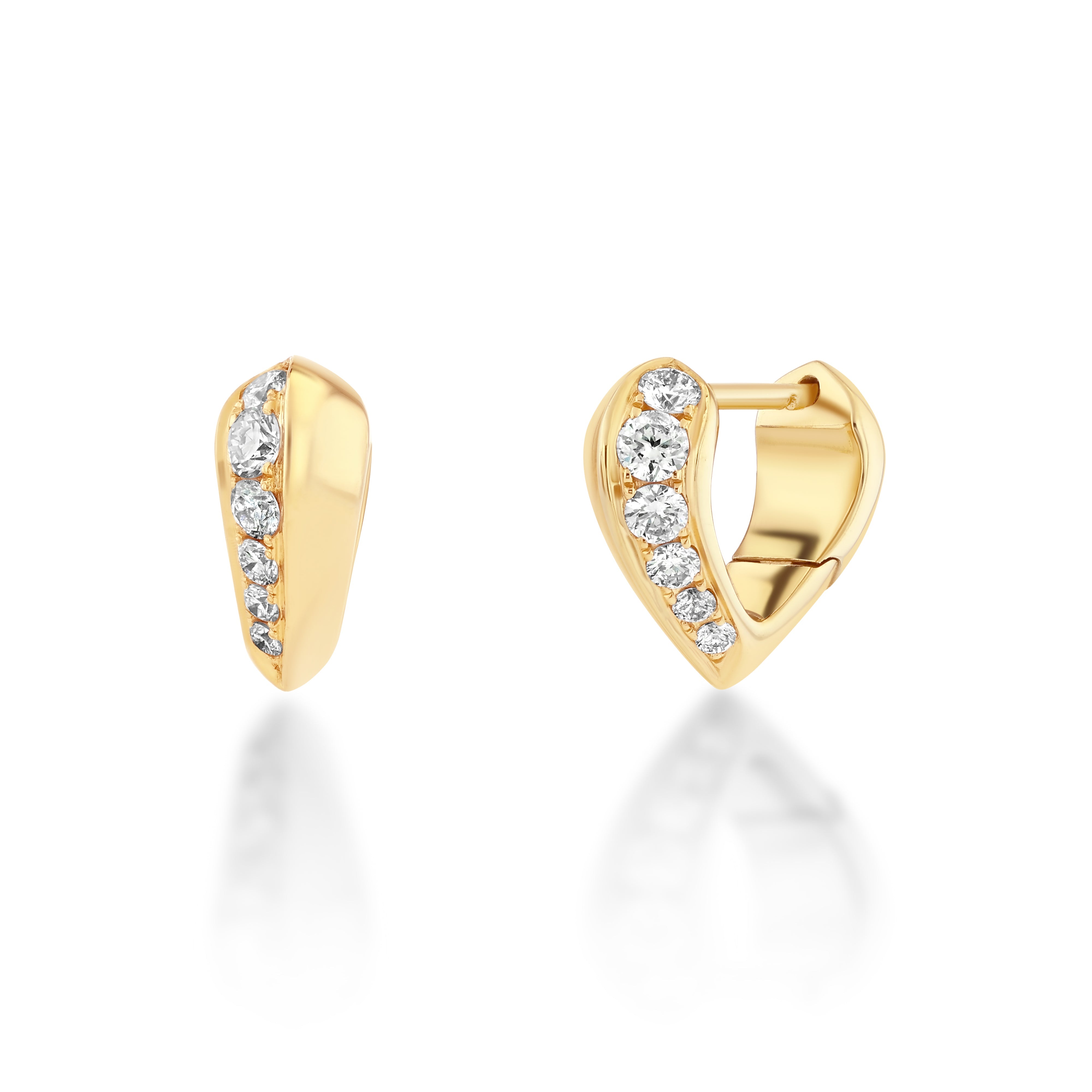 Mini Pave Heart Shaped Crescent Huggie