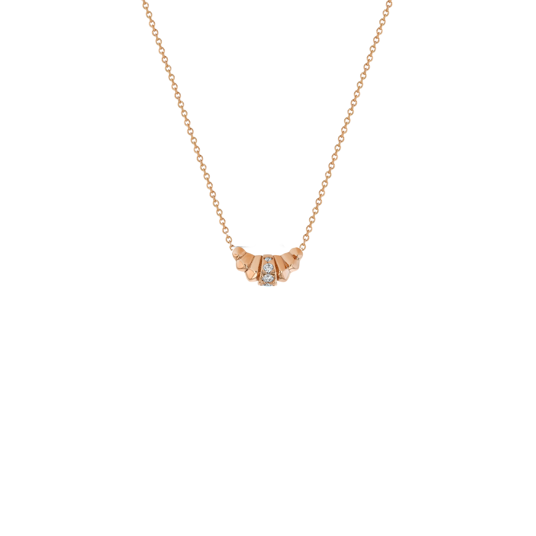 Croissant Necklace With Pave Center Row