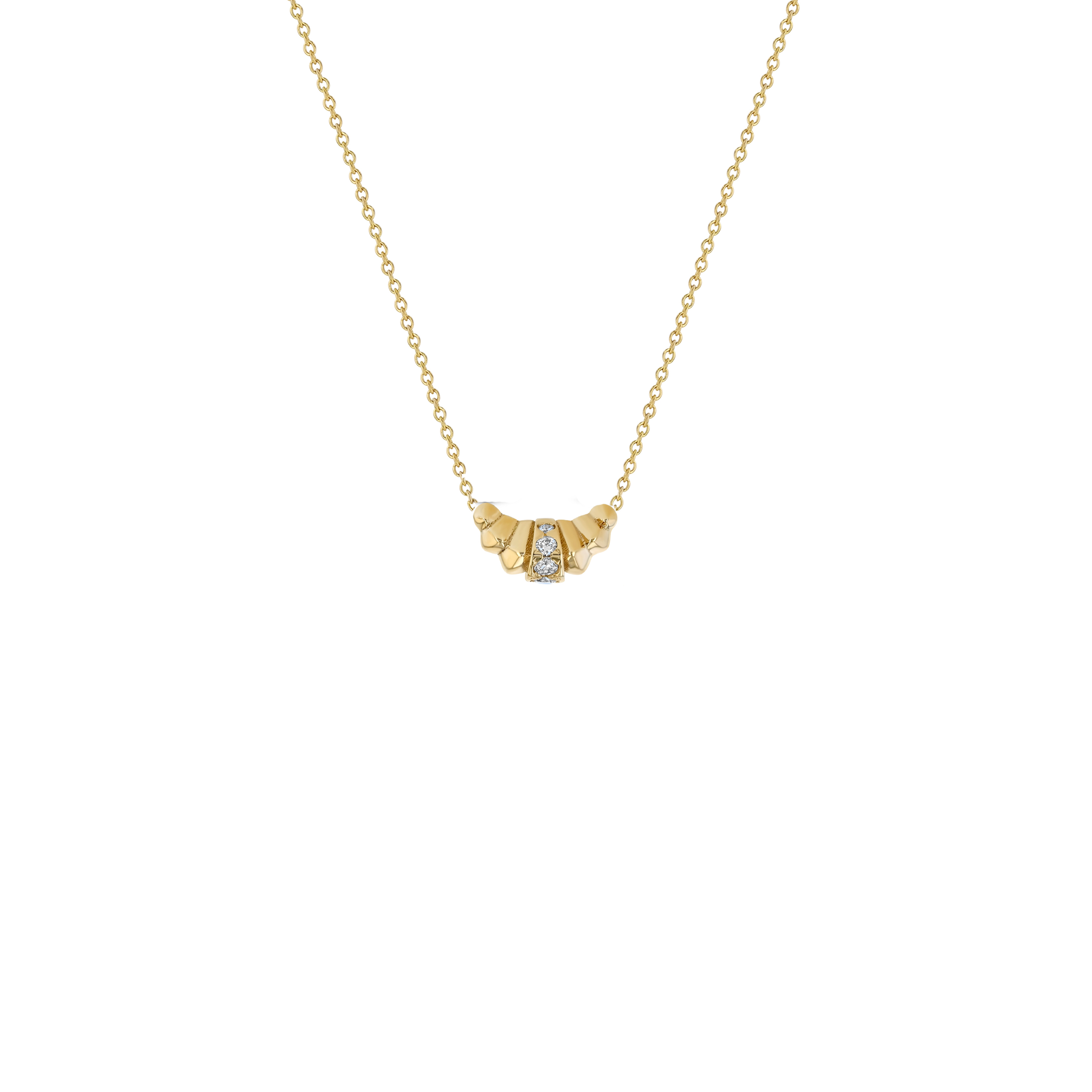 Croissant Necklace With Pave Center Row