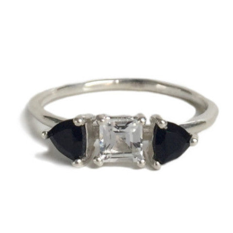Wynn Ring - Onyx and White Topaz