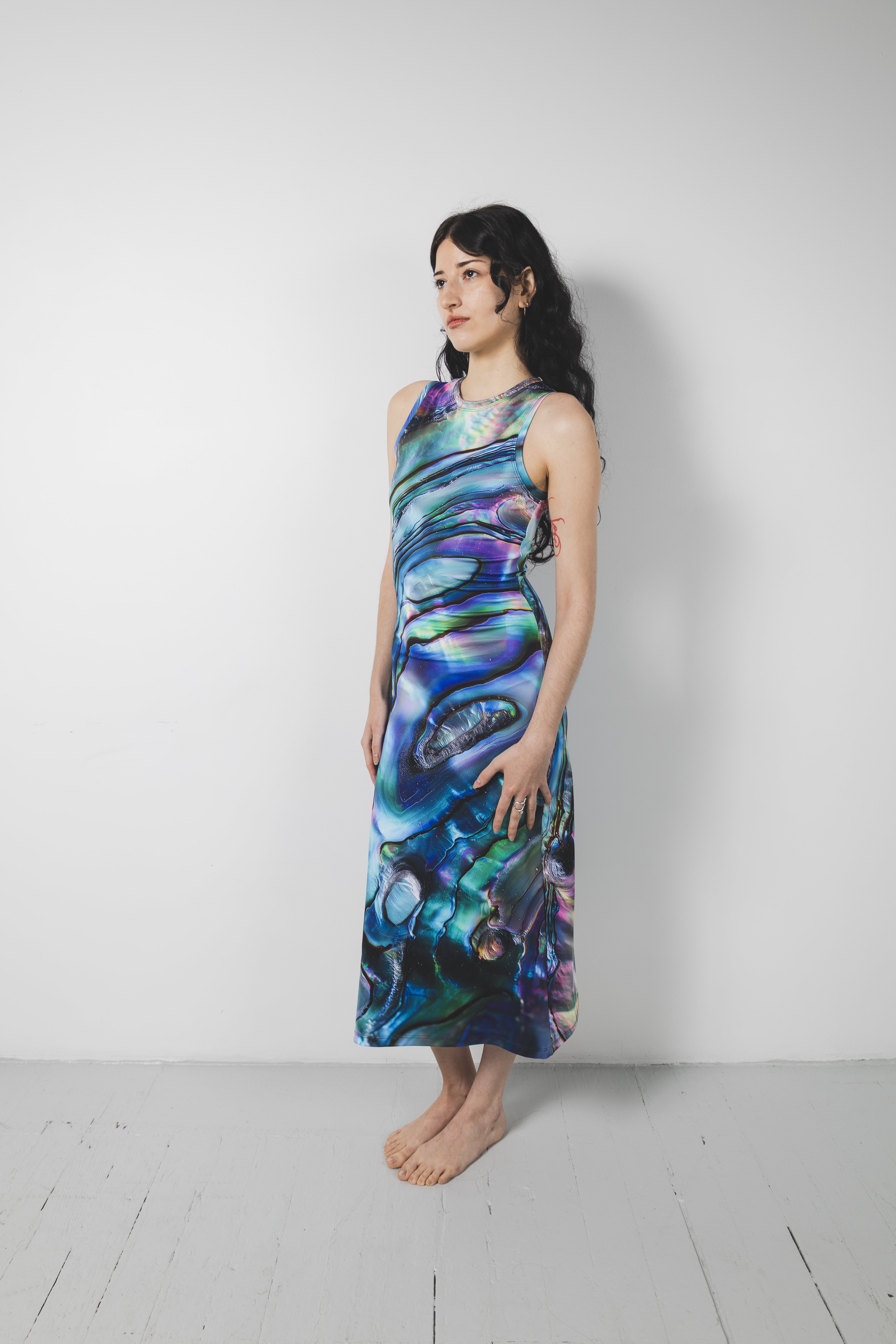 Abalone High Neck Midi Dress