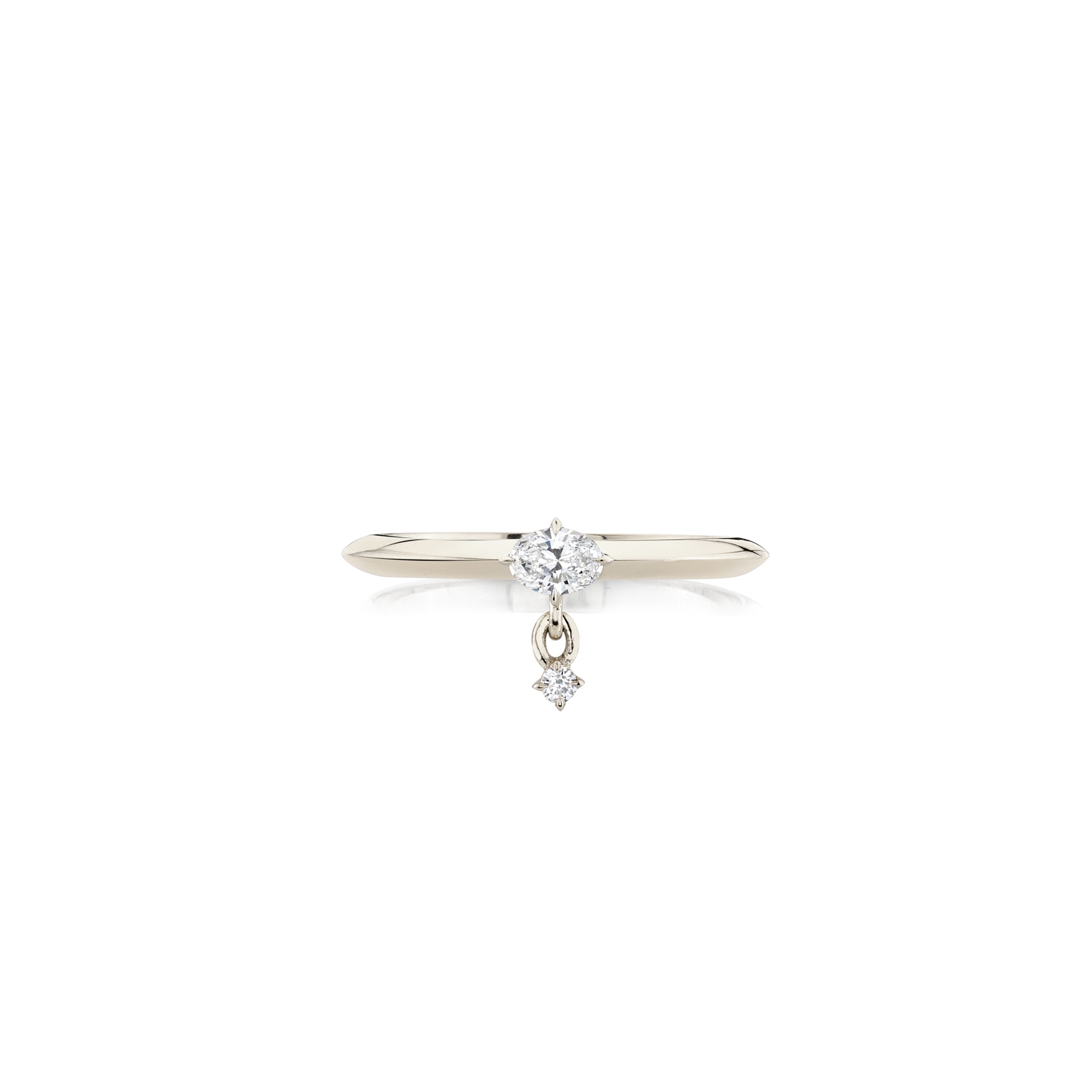 Double Drop Prong Set Petite Oval and Round Diamond Ring