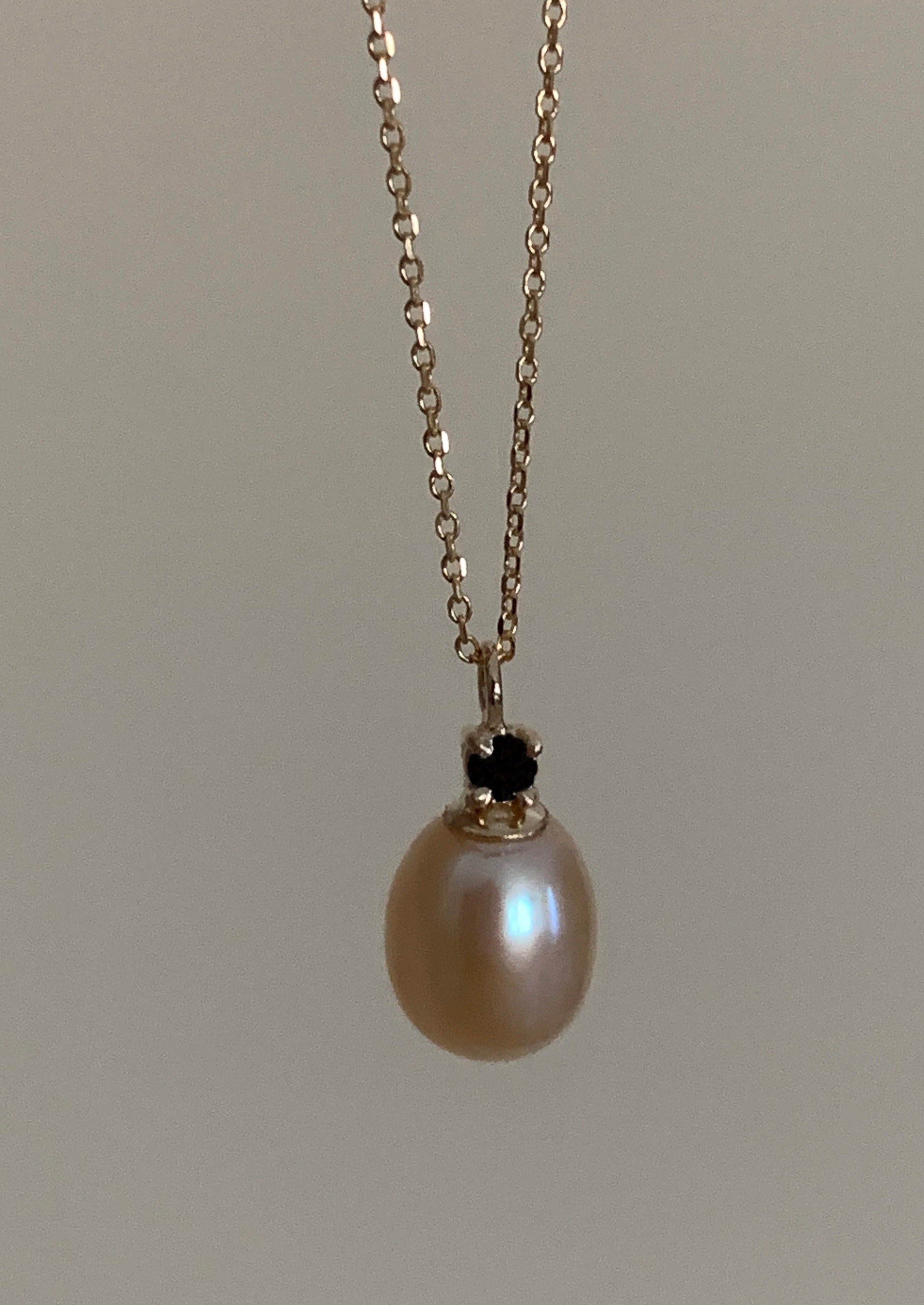Black Diamond and Blush Pearl Necklace