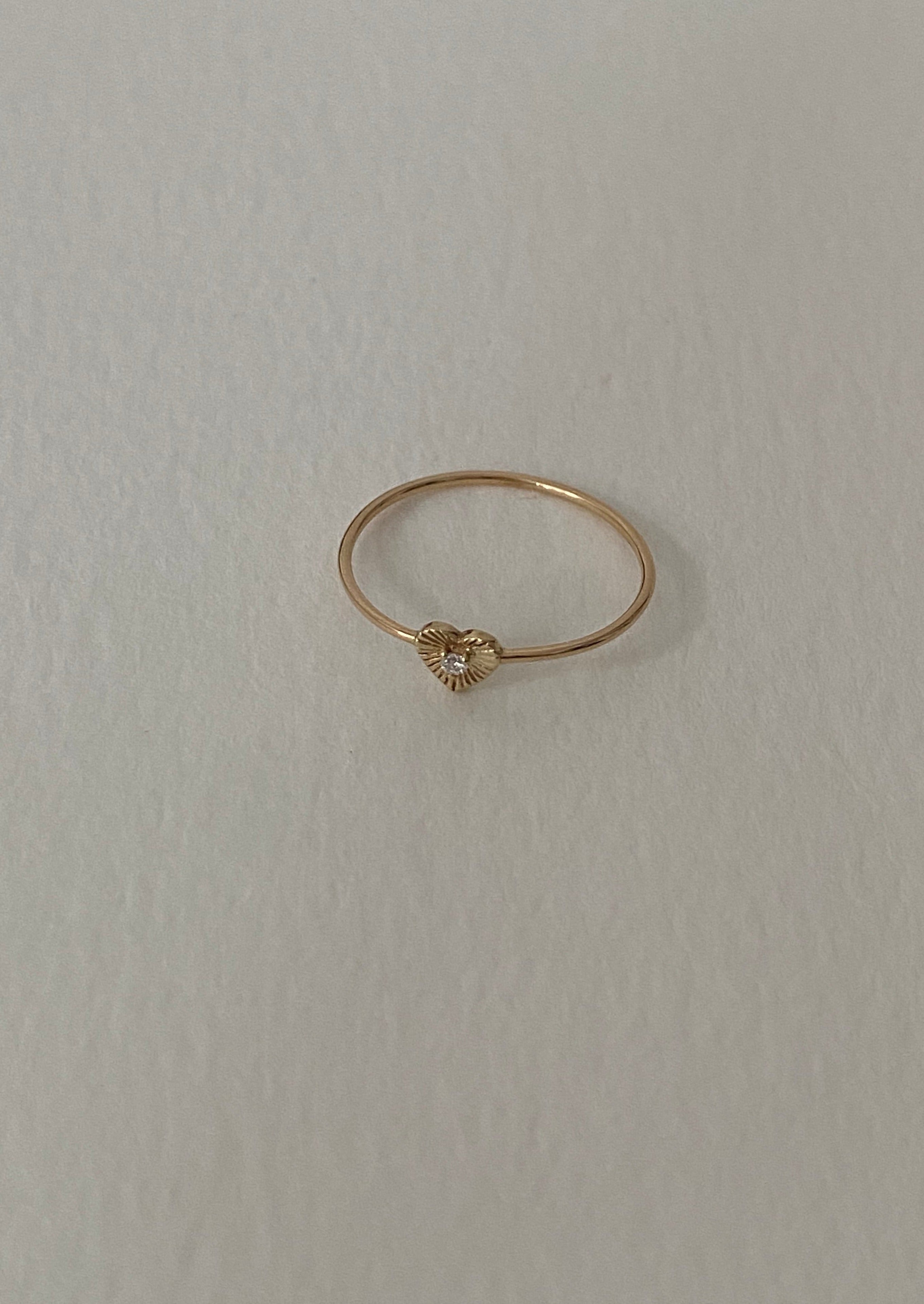 White Diamond Ribbed Heart Ring