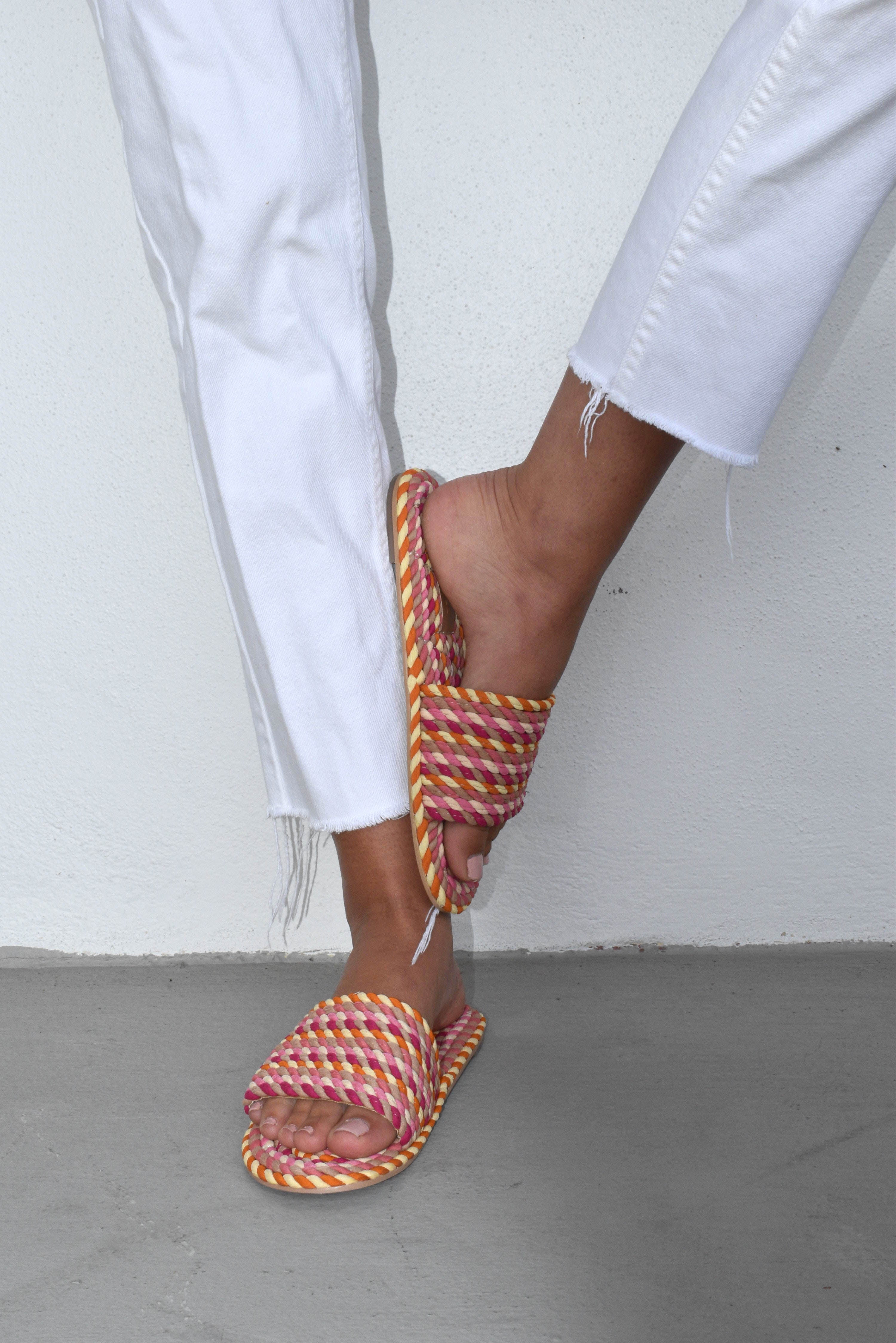 SUNNY- GRAPEFRUIT PINK vegan rope slide sandal