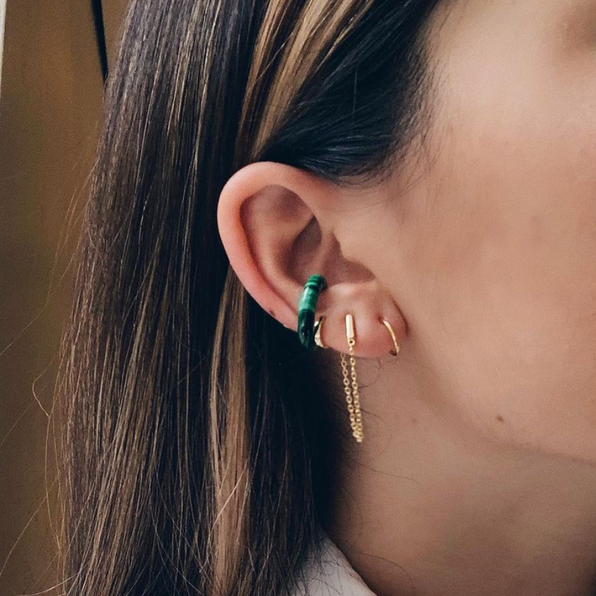 Francis Mini Ear Cuff - Malachite