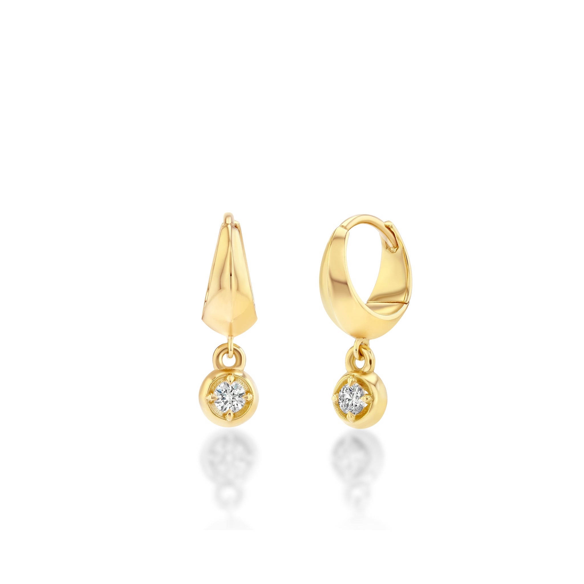 Small Crescent With Round Diamond Bezel Dangle