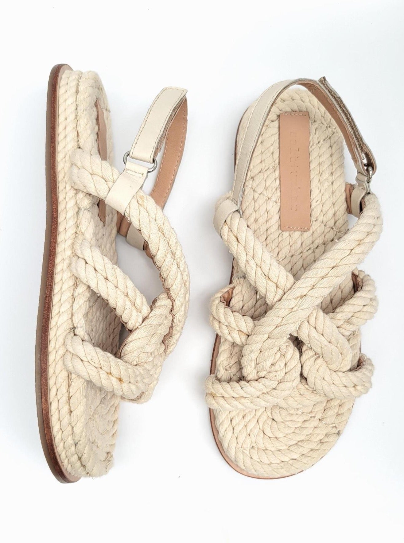 SANSA - NATURAL vegan rope nautical knot platform slingback