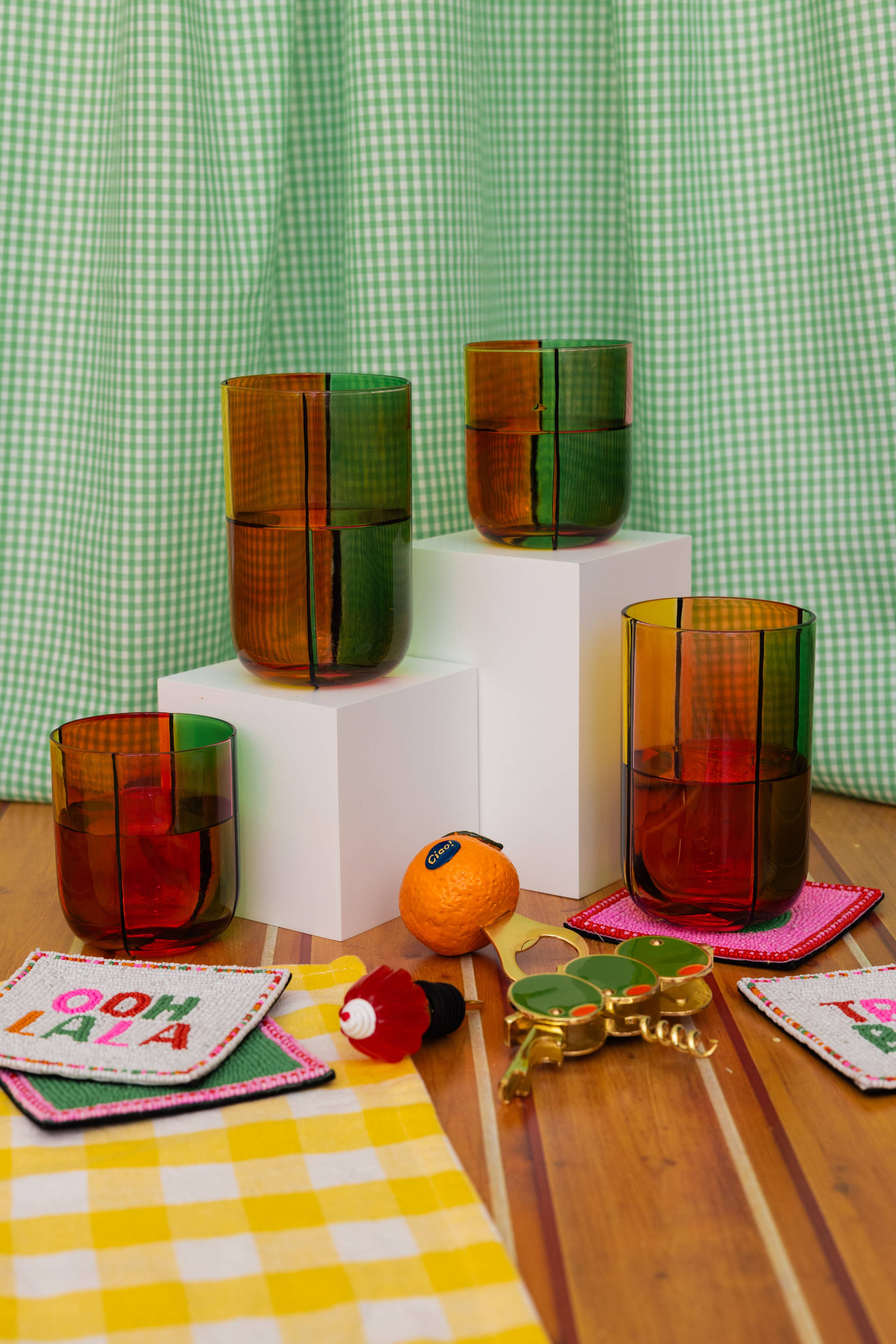 Colorblock Low Ball Glasses