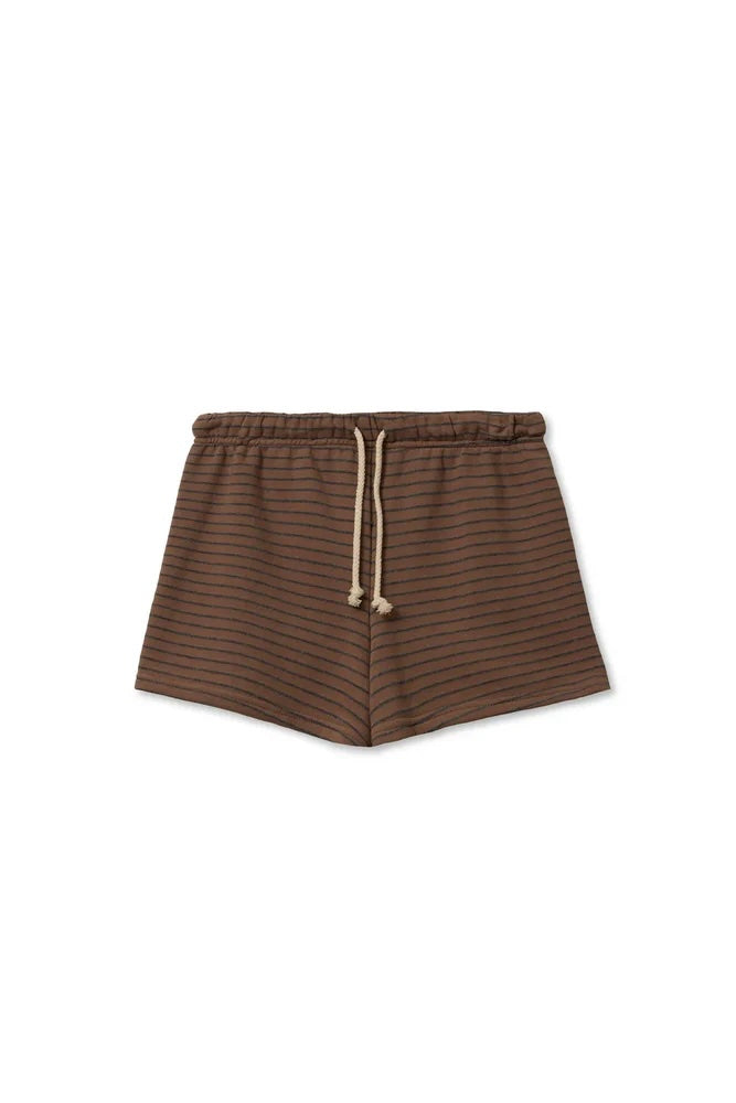 Bennie Sweatshorts in Mocha Charcoal Stripe