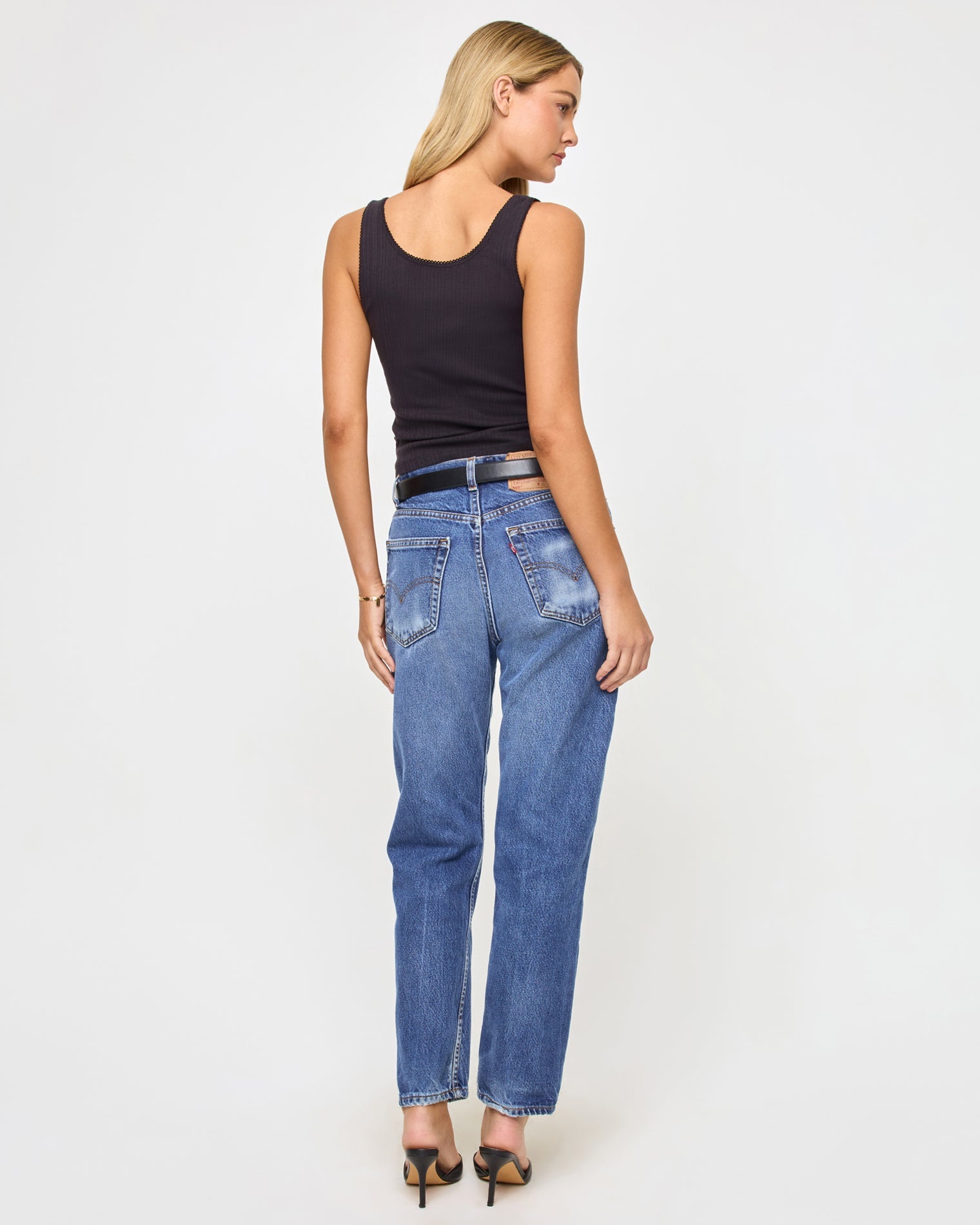 Jeanie Pointelle Tank - Black