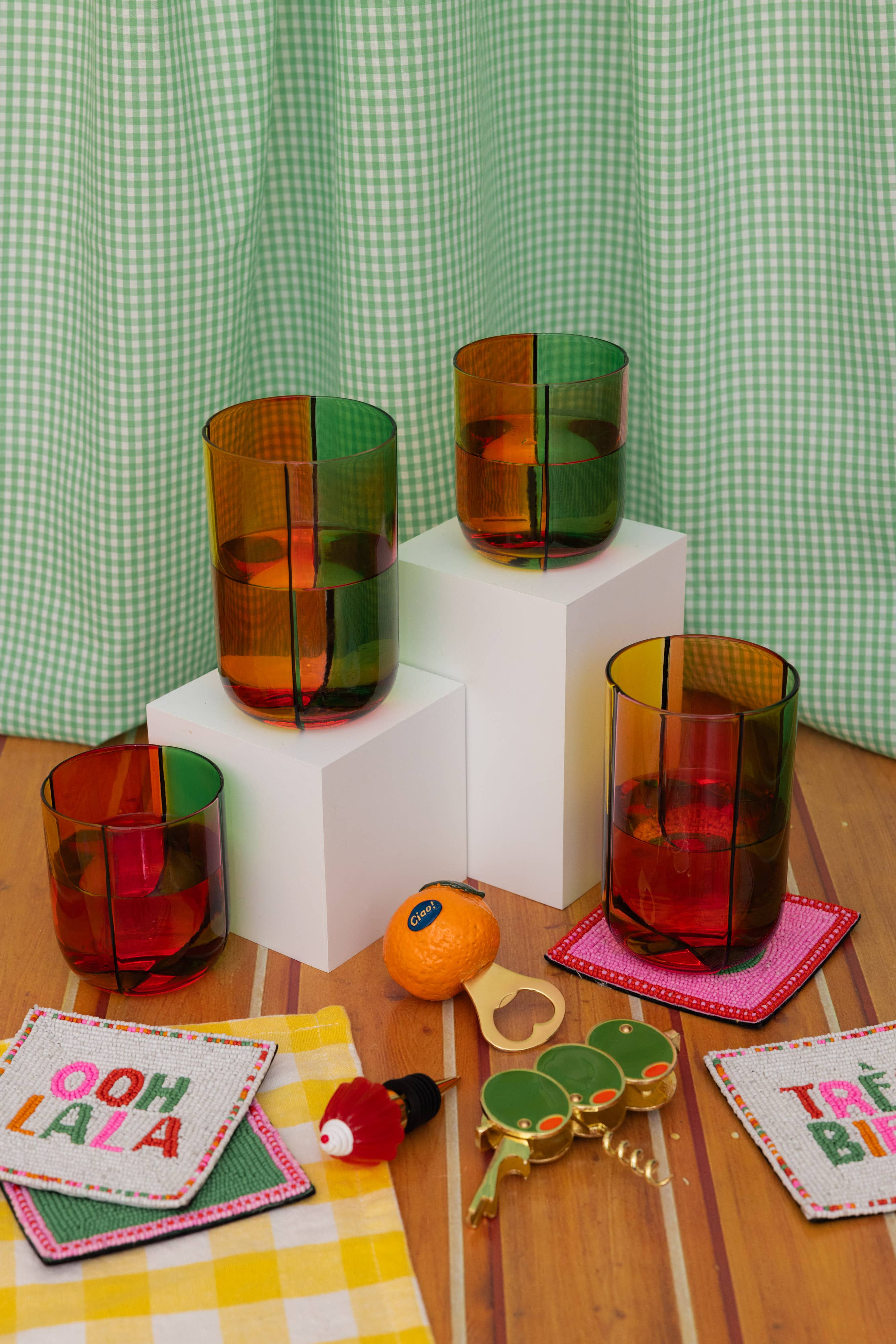 Colorblock Low Ball Glasses