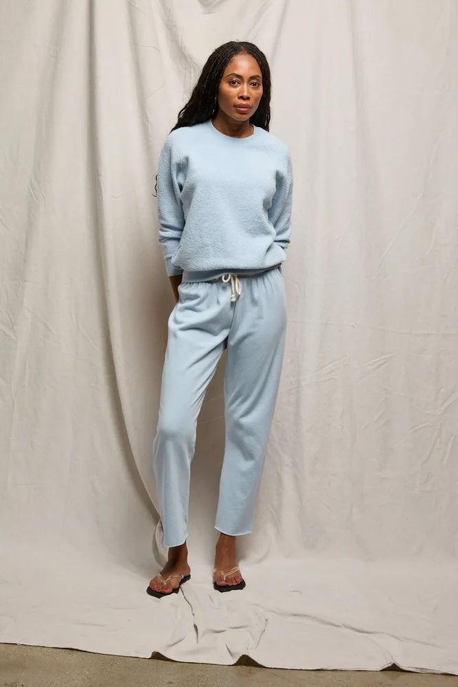 Jamaica Beach Fleece Capri Pant in Powder Blue