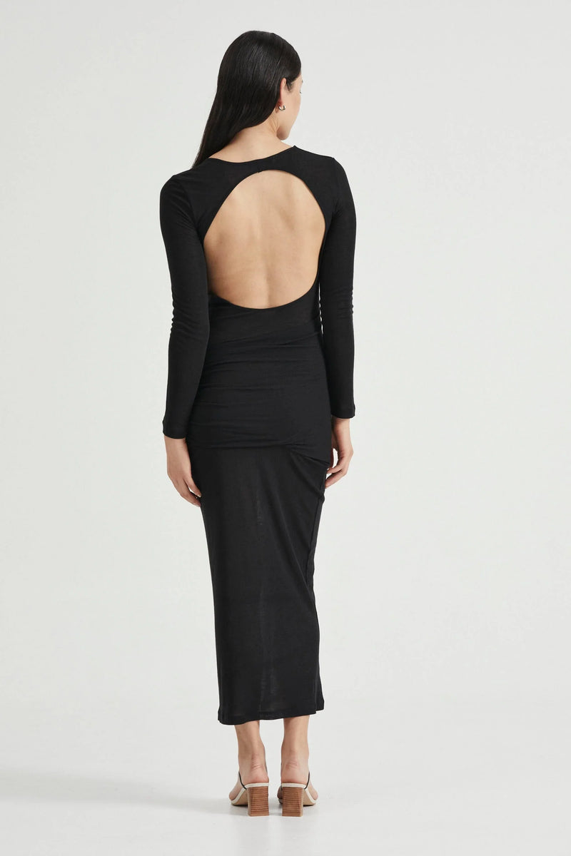 WIND THROUGH BACK OUT MAXI - BLACK