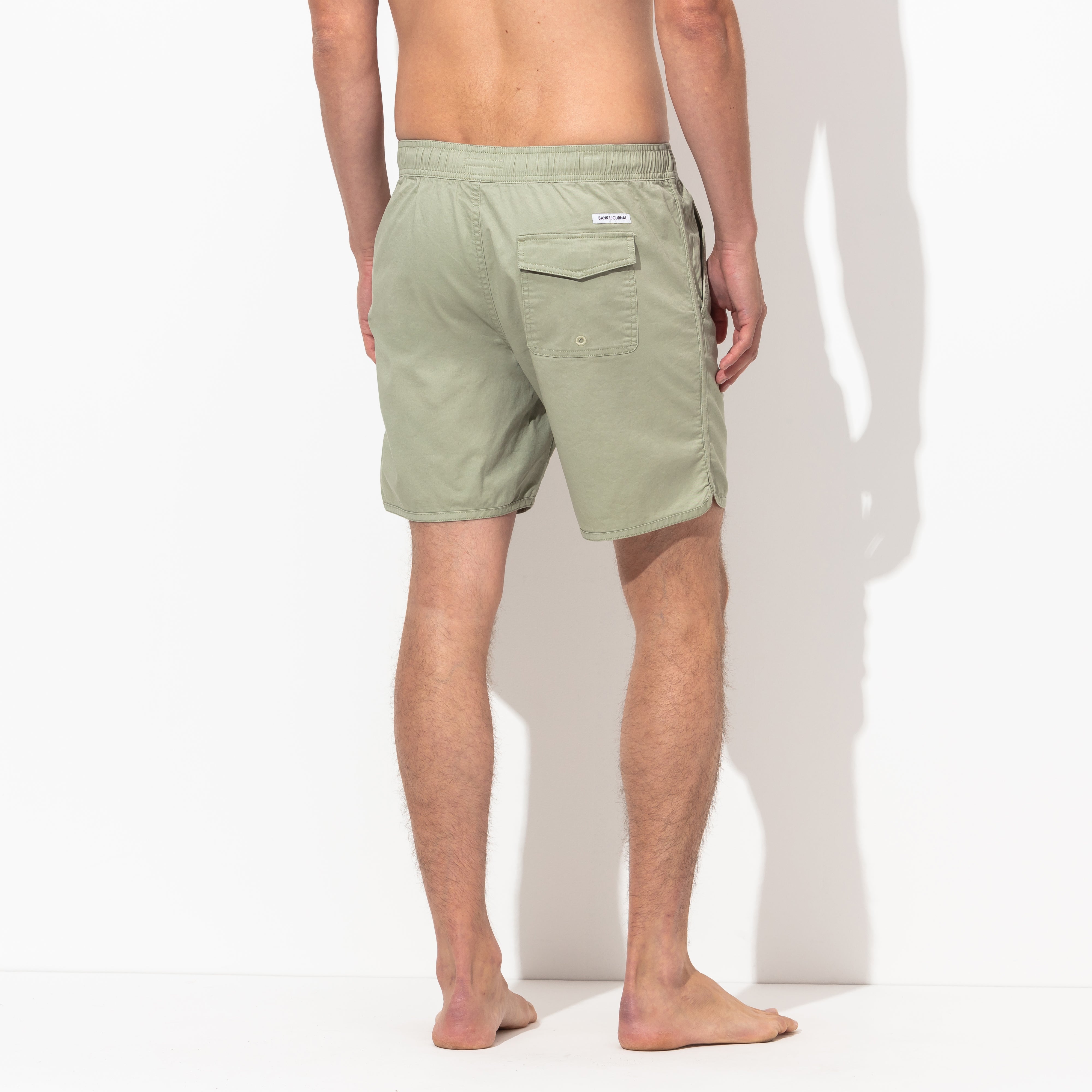 Label Elastic Boardshort in Green Tea