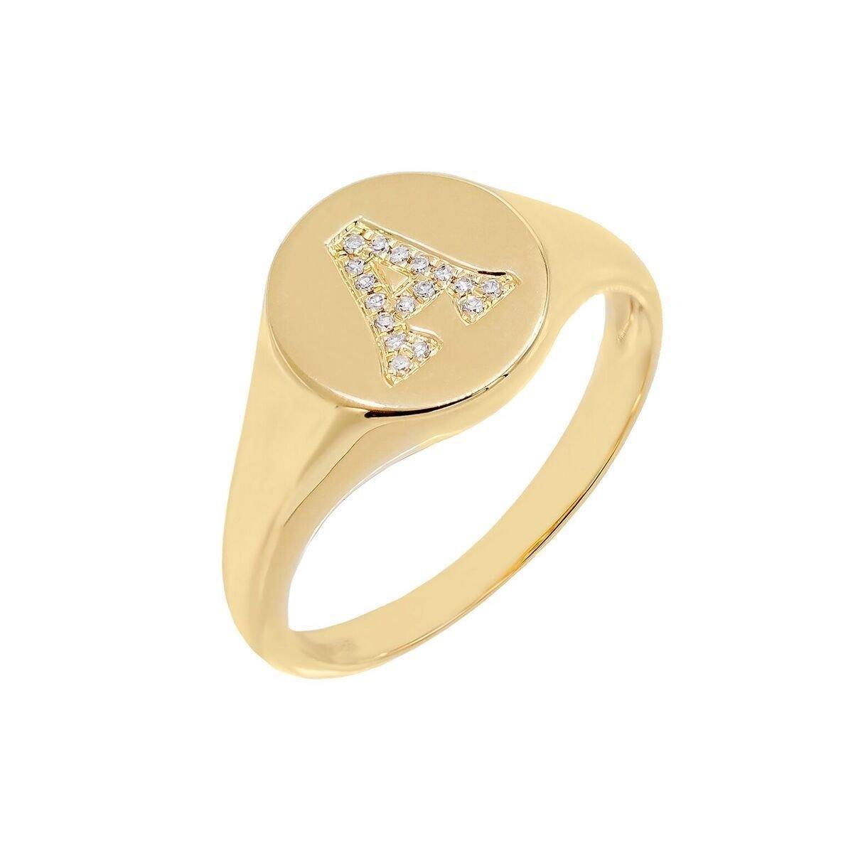 DIAMOND INITIAL SIGNET RING