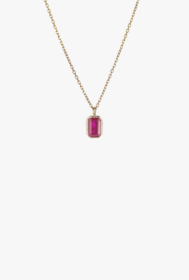 Emerald Cut Ruby Wisp Necklace