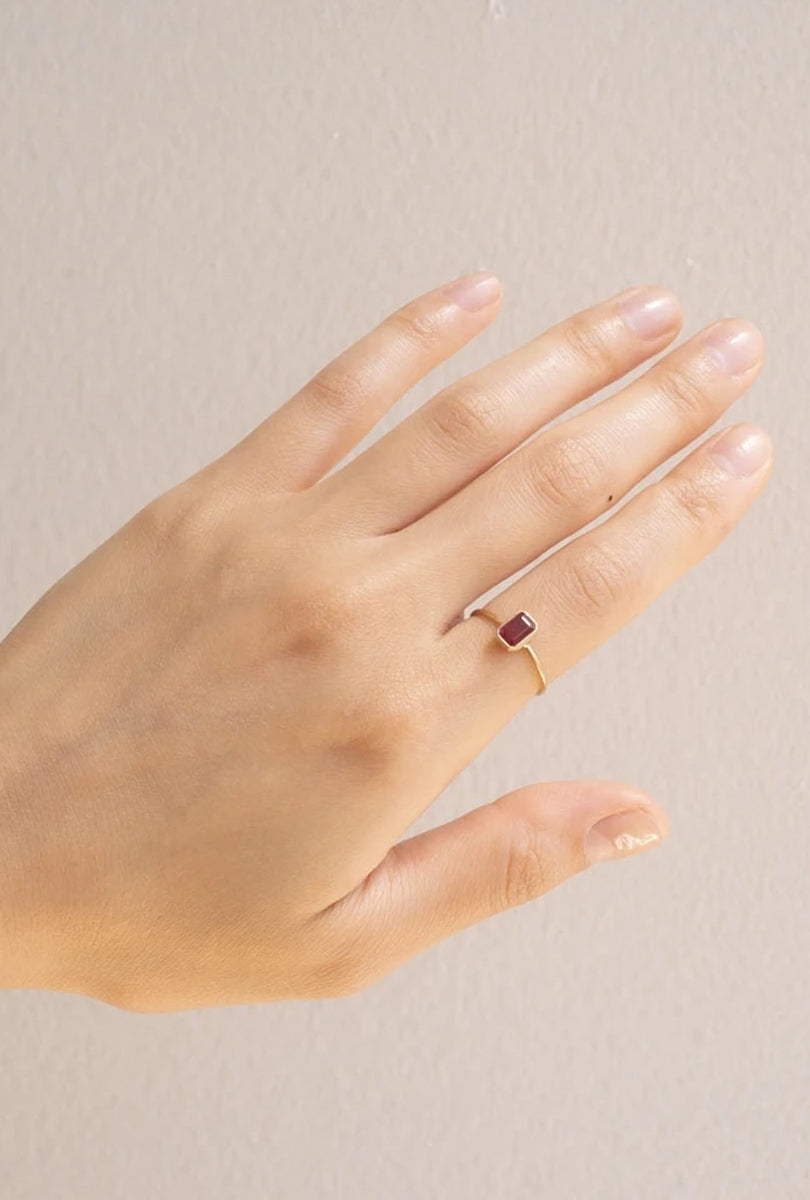 Emerald Cut Ruby Wisp Ring