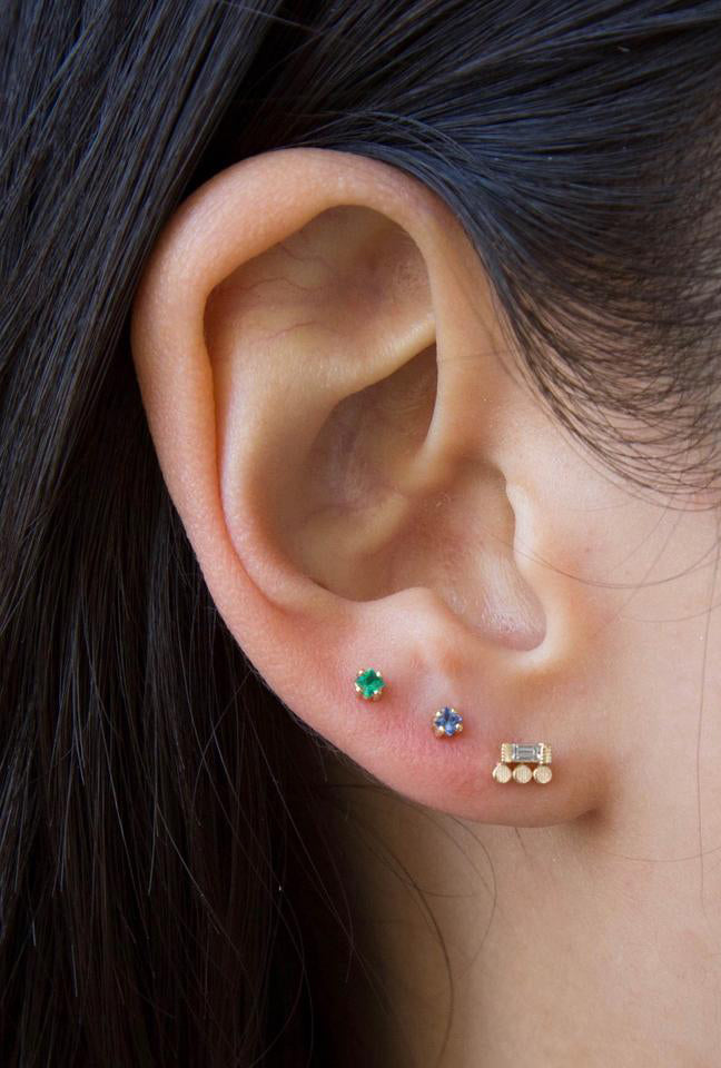 Emerald Princess Cut Stud (Single)