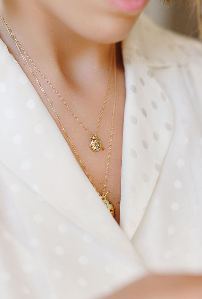 Multi Colored Baby Ladybug Necklace