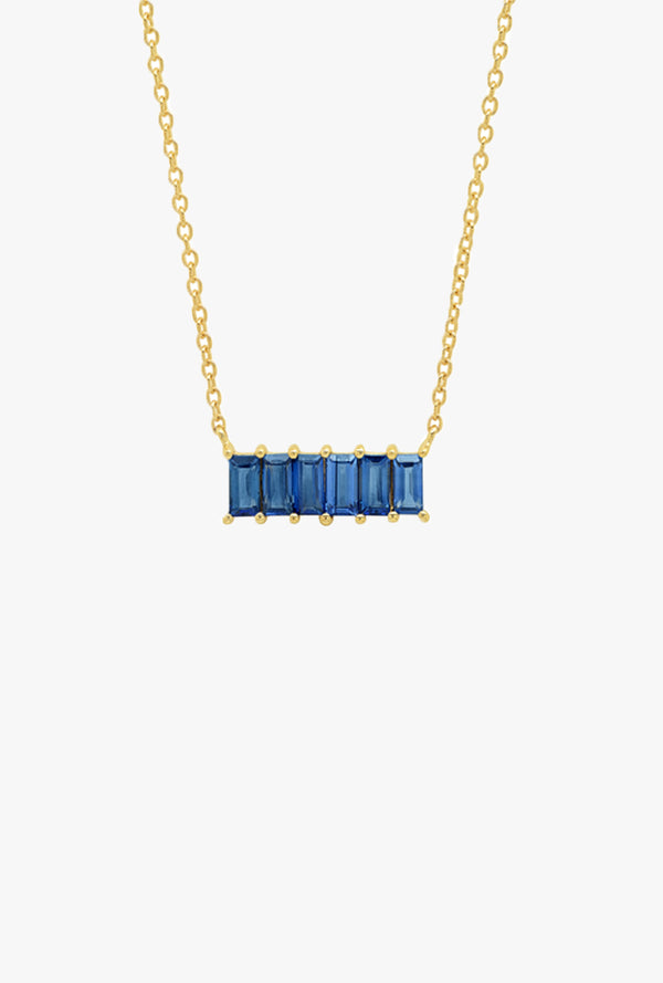 Blue Sapphire Baguette Staple Necklace