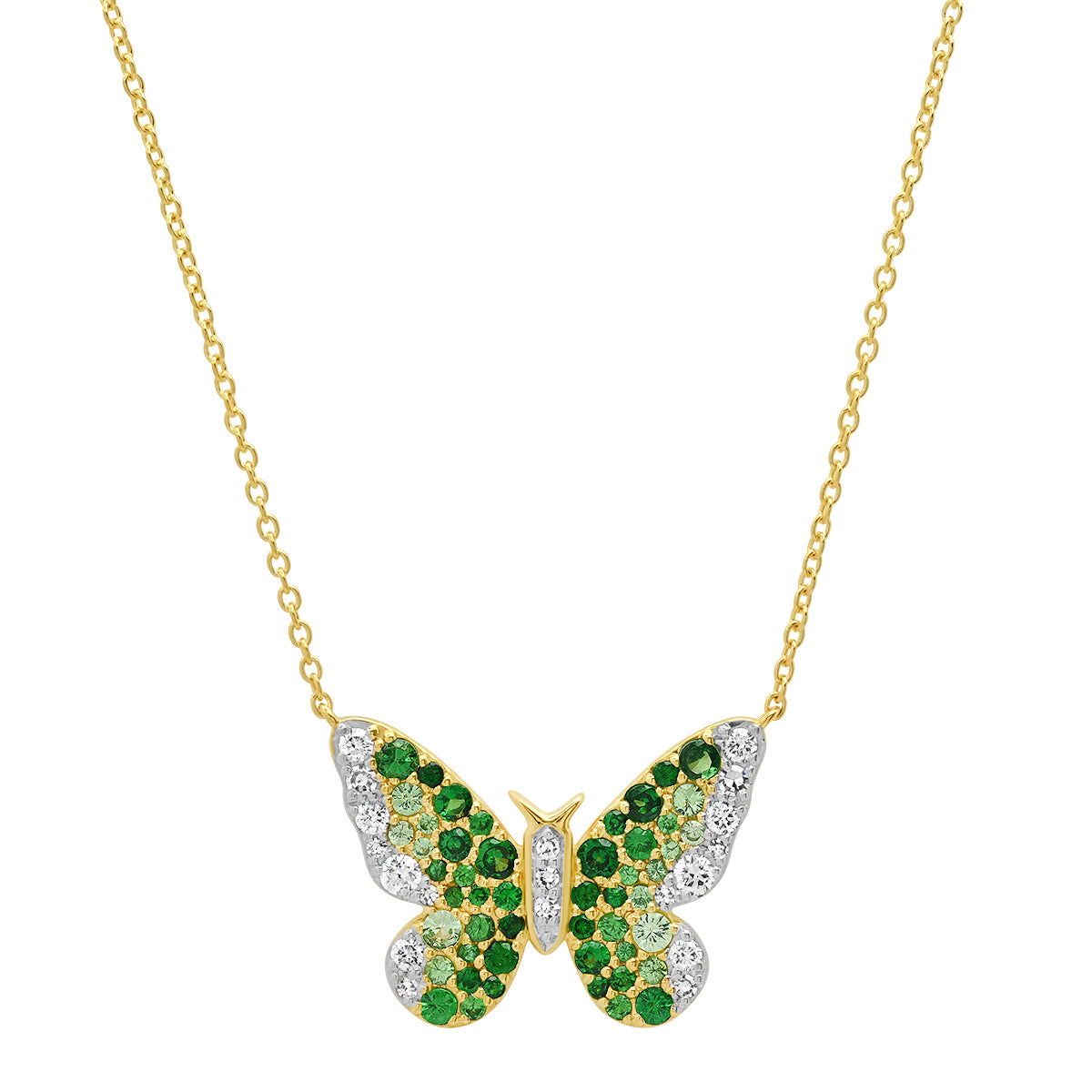Green and Diamond Ombre Butterfly Necklace