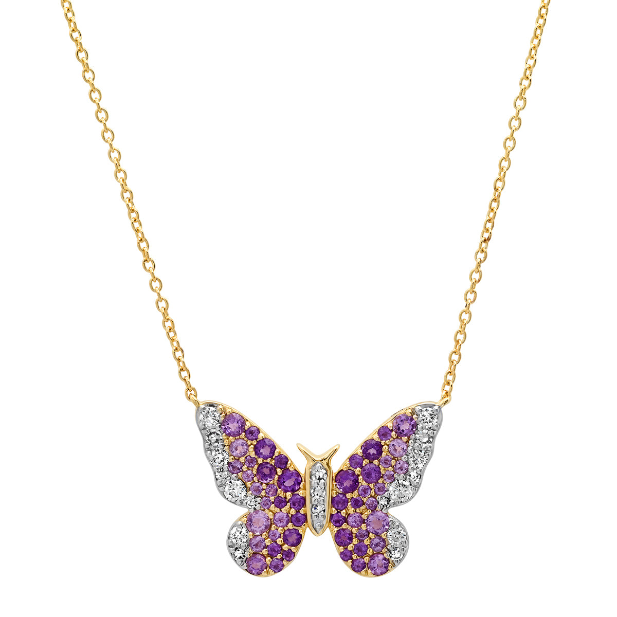Purple and Diamond Ombre Butterfly Necklace