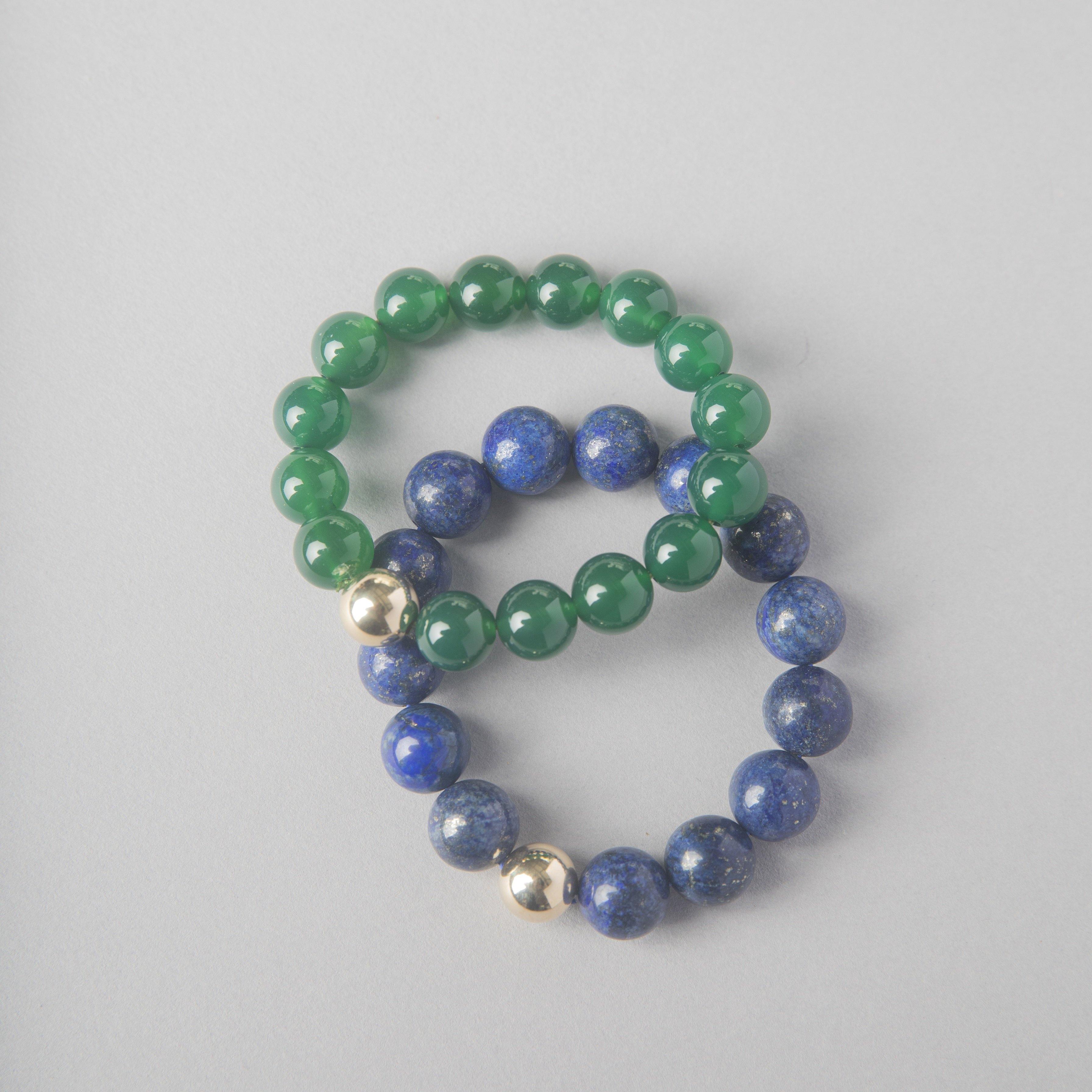 LAPIS + GOLD BEAD BRACELET
