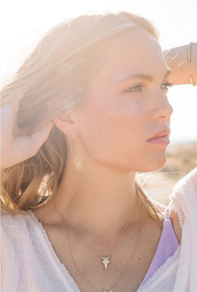 Alfa Threader Earring Short with Precious Stone