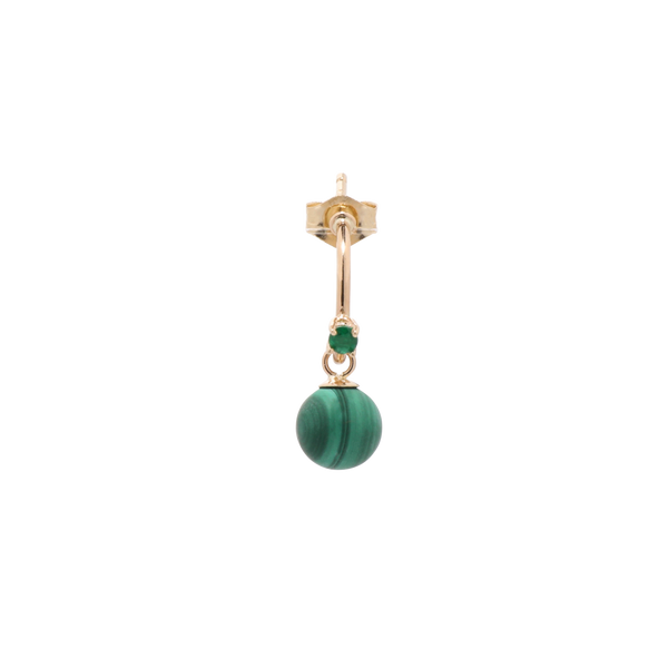 14k Emerald and Malachite Drop Hoops