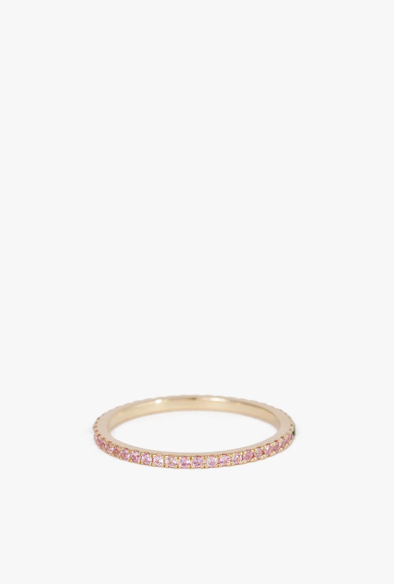 Tsavorite and Pink Sapphire Eternity Band
