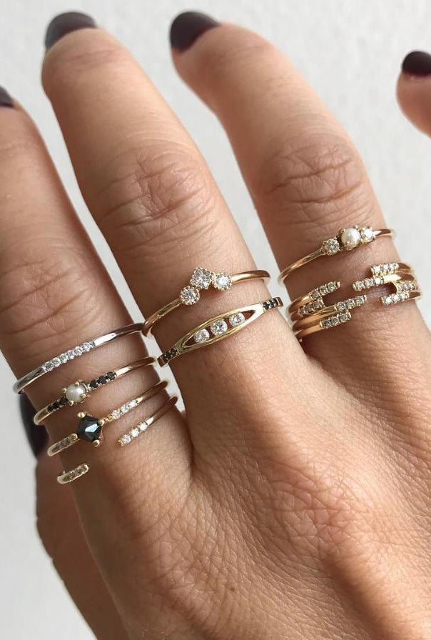 White Semi Pave Ring