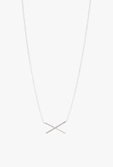 X Necklace in White Gold