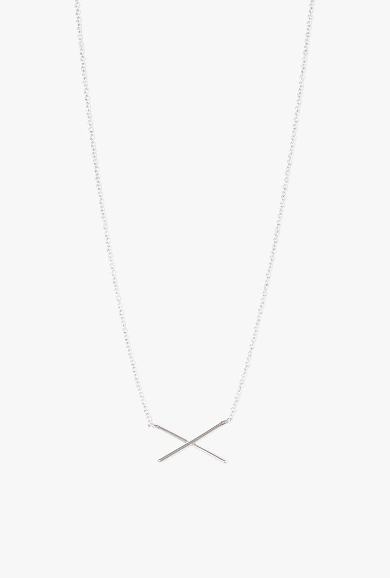 X Necklace in White Gold