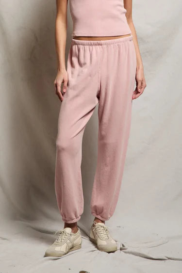 Johnny French Terry Jogger in Vintage Pink