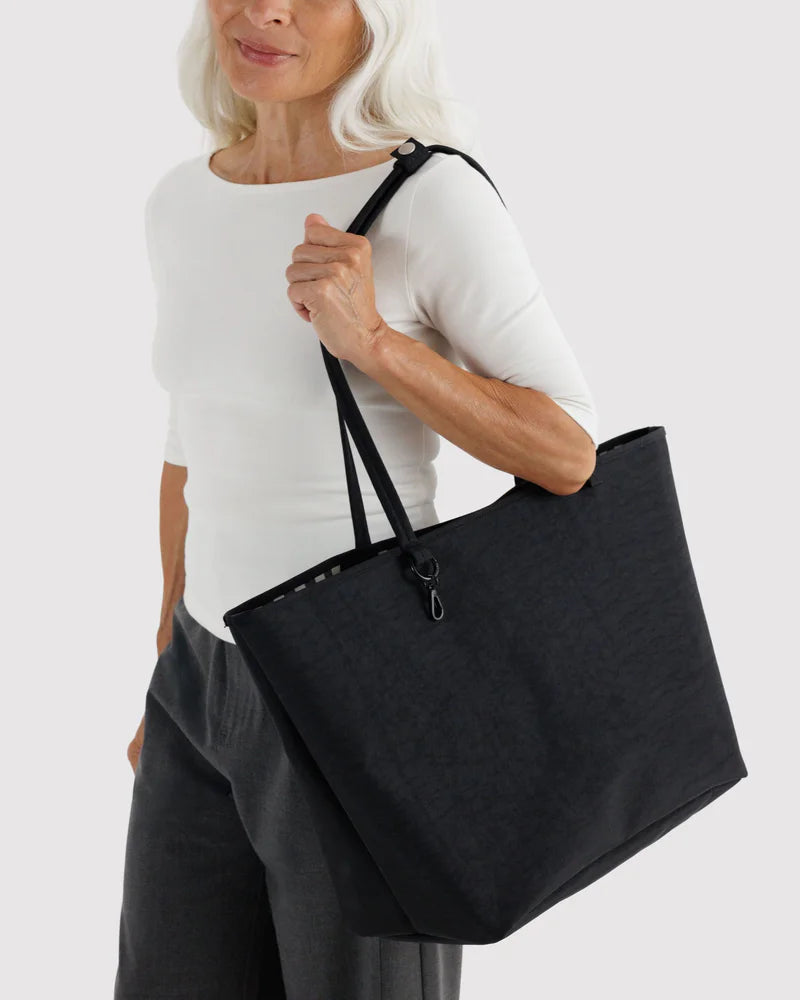 Large Nylon Reversible Tote in Black Mix