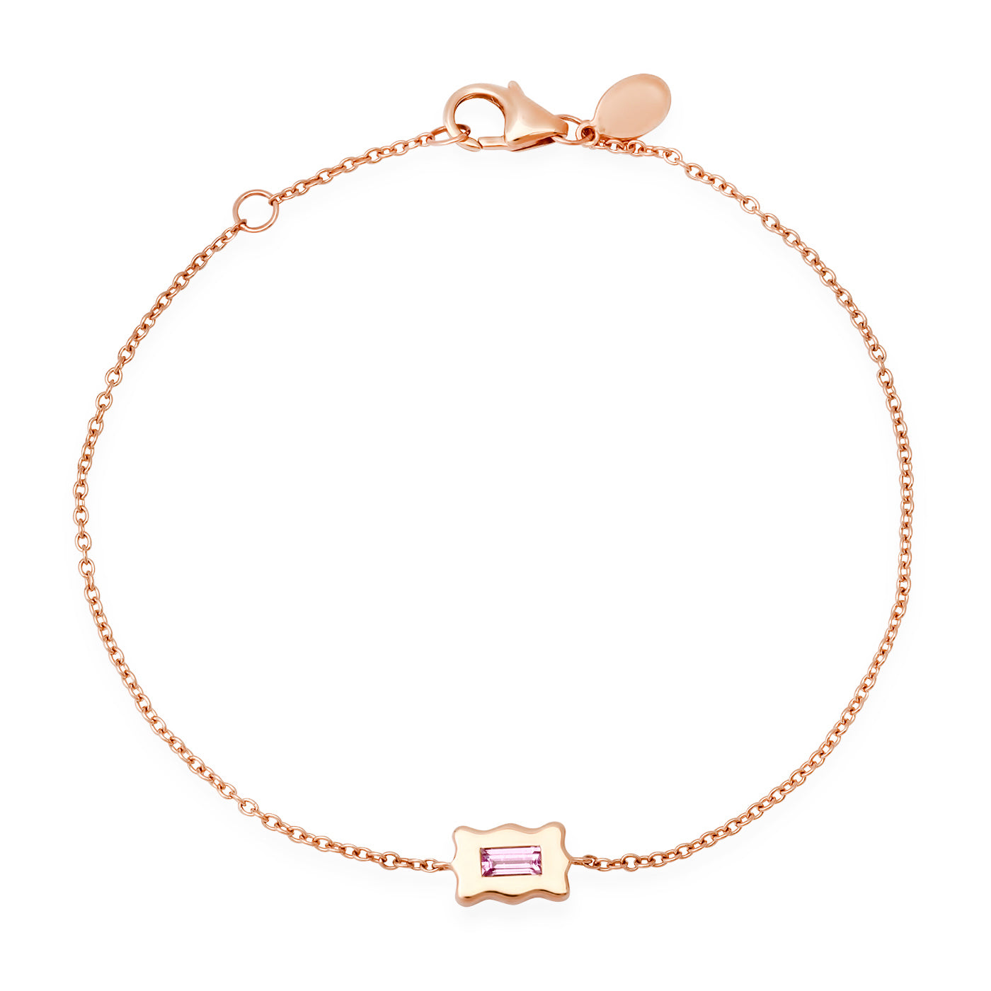 Pink Sapphire Baguette Form Chain Bracelet